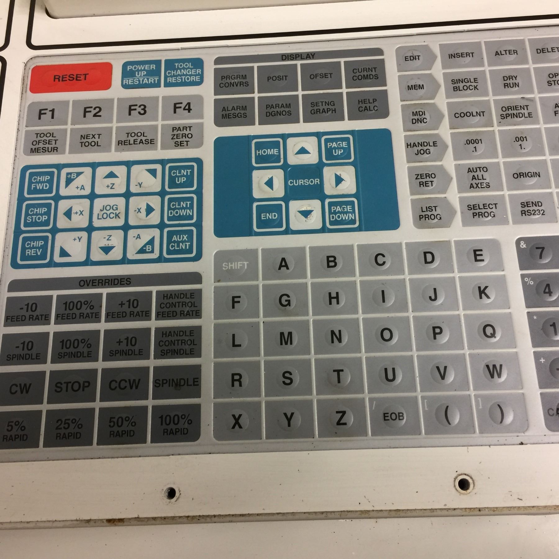 Haas Computer Panel Haas Control Panel Removed from Haas FV2 VMC *MISSING E-STOP AND BROKEN ...