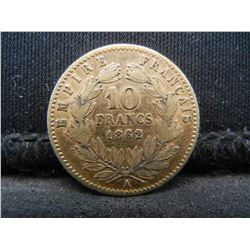 1862 A GOLD (FINE GOLD/.900) 10 FRANC