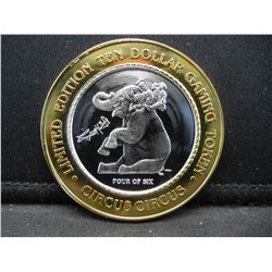 (CIRCUS CIRCUS) SILVER (.999) RENO, NV, CASINO COIN, LIMITED EDITION, UNCIRCULATED, HUGE MIRROR!