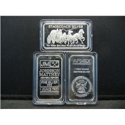 CLAD (3) SILVER GERMAN ART BARS ONE OUNCE CLAD