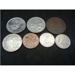 (7) CANADIAN COINS (1893, 1932, ETC)