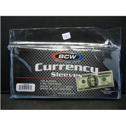 100 CURRENCY SLEEVES (2 MIL THICKNESS), NEW/SEALED!