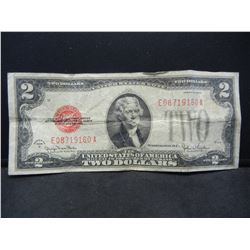 1928-G $2 Red Seal United States Note.  Serial # E08719160A