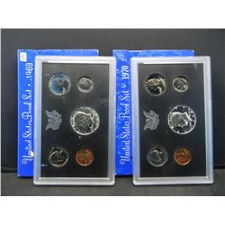1969 & 1970 United States 5 Coin Proof Sets With Original Gov't Packaging.