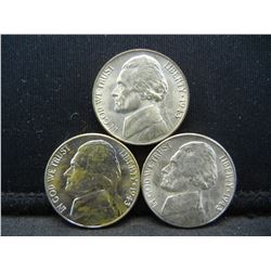 1943 PDS Uncirculated Silver War Nickels.