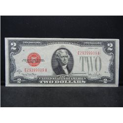1928-G $2 Red Seal United States Note.  Nice Crisp Note.  Serial # E29399909A.