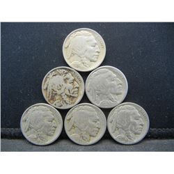 1920 1923 1924 1926 1927 1929 Full Date Buffalo Nickels.