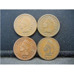 1889 1890 1892 1893 Indian Head Cents.
