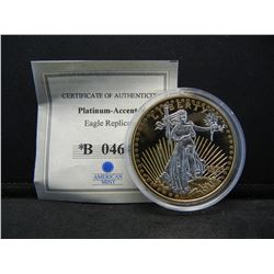 1933 St. Gaudens Gold Double Eagle Platinum-Accented Issued by American Mint With COA.