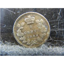1896 Canada 5 Cents 92.5% Sterling Silver Coin.  Coin Weighs 0.04 Troy Ounce.