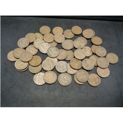 Roll of 50 George VI Canadian Cents Dated 1937-1952.