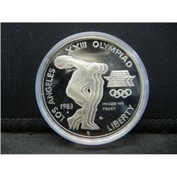 1983-S United States Mint Los Angeles Olympics Proof Commemorative 90% Silver Dollar.