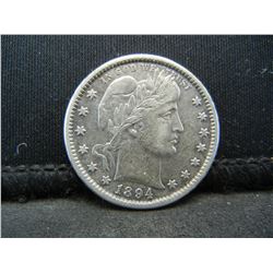 1894-S Barber Quarter, XF++ Condition With Bold Readible Liberty.