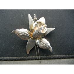 Sterling Silver Orchid Design Woman's Jewelry Brooch.  Brooch Marked "925"