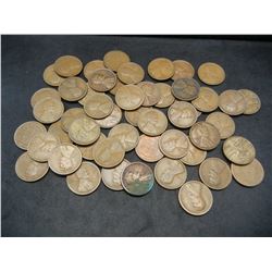 Roll of 50 1919-S Lincoln Wheat Cents.