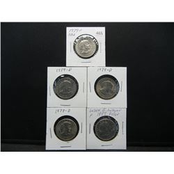 (2) 1979 P, (2) 1979 D, 1999 P Susan B. Anthony Dollars, (5) Total