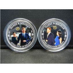 (2) Harry and Meaghan Wedding Medals:  Tour of Ireland and Charity.  Proof like.