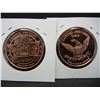 Image 3 : (2) Troy Ounce copper rounds:  Bust and 1964 Kennedy.  Proof like.