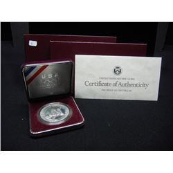1988-S Olympic Commemorative Silver Dollar in original government box.   GEM Proof.