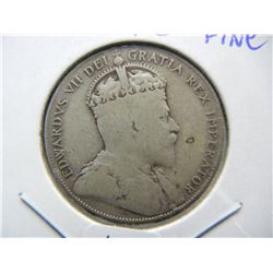 1909 Newfoundland 50 Cents silver.  Nice Fine.