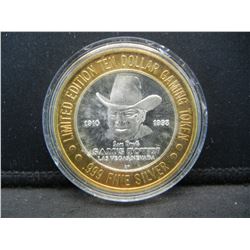 Sam’s Town Las Vegs Nevada $10 (.999) silver gambling token.   In capsule.