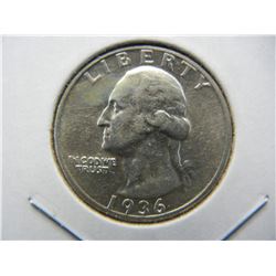 Scarcity ALERT.  1936-S Washington Quarter, Choice AU.  Hard to find.