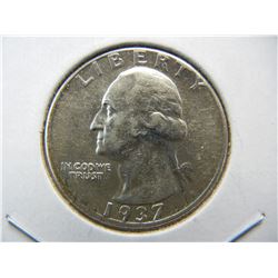 Scarcity ALERT.  1937-D Washington Quarter, Choice AU.  Hard to find.