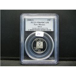 2008-S silver New Mexico State Quarter.  PCGS slabbed as PR 69 DCAM.