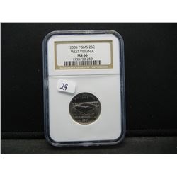 2005 P   West Virginia State Quarter.  NGC slabbed as MS 66, High Grade.