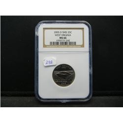 2005 D   West Virginia State Quarter.  NGC slabbed as MS 65, High Grade.