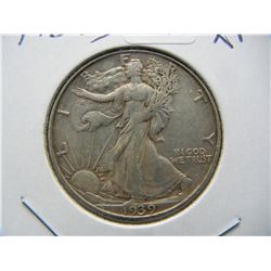 1939-D Walking Liberty Half.  Extremely Fine.