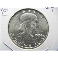 1954 Franklin Half.  MS 64 with Full Bell Lines.  Very White.