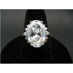 Ladies sterling ring size 8 with large oval cubic zirconia stone.  What BLING!