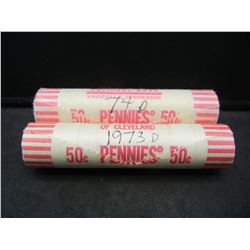 (2) Red BU Lincoln Memorial Rolls.  1973-D and 1974-D in original shotgun wraps.