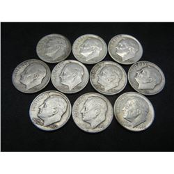 (10) 90% Silver Rooseevelt Dimes