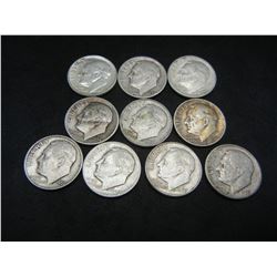 (10) 90% Silver Rooseevelt Dimes