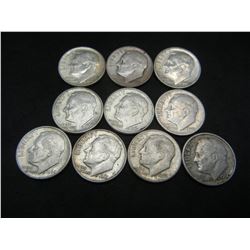 (10) 90% Silver Rooseevelt Dimes