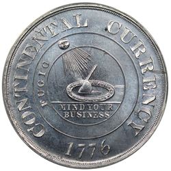 (1962) 1776 Continental Dollar Bowers/Bashlow Restrike, white metal, HK-854a, ANACS MS67.