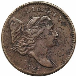 1794 Liberty Cap Half Cent, C-2a, R2, XF detail, environmental damage.