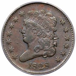 1828 Classic Head Half Cent, 13 Stars, C-3, R1, ANACS EF40.