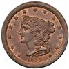 Image 1 : 1855 Braided Hair Half Cent, C-1, R1, MS64RB.