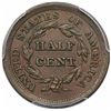 Image 2 : 1855 Braided Hair Half Cent, C-1, R1, PCGS AU55.