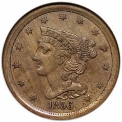 1856 Pattern Braided Hair Half Cent, Judd 177, NGC (OH) VF35.