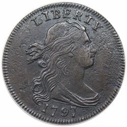 1797 Draped Bust Large Cent, Reverse of 1795, Gripped Edge, S-120b, R3, ANACS EF40 details, corroded