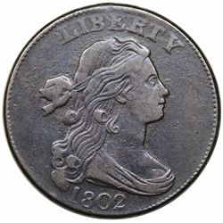 1802 Draped Bust Large Cent, S-229, R2, VF30.