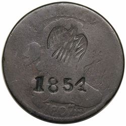 1807/6 Draped Bust Large Cent, Large 7, S-273, R1, eagle and 1851 counterstamps, AG3.