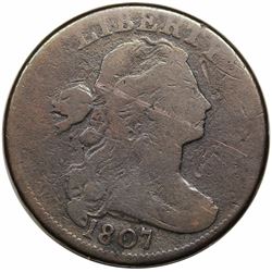 1807 Draped Bust Large Cent, Small Fraction, S-274, R2, VG detail, scratched.