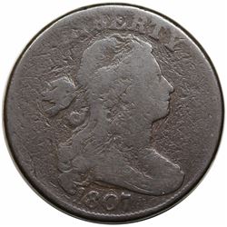 1807 Draped Bust Large Cent, Large Fraction, S-275, R3, G6.