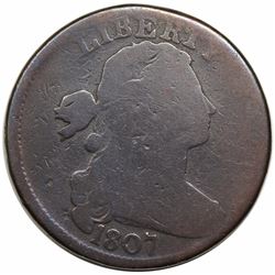 1807 Draped Bust Large Cent, Large Fraction, S-276, R1, rotated dies, G4.