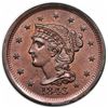 Image 1 : 1843 Braided Hair Large Cent, Mature Head, N-5, R1, ANACS MS60 details, cleaned.